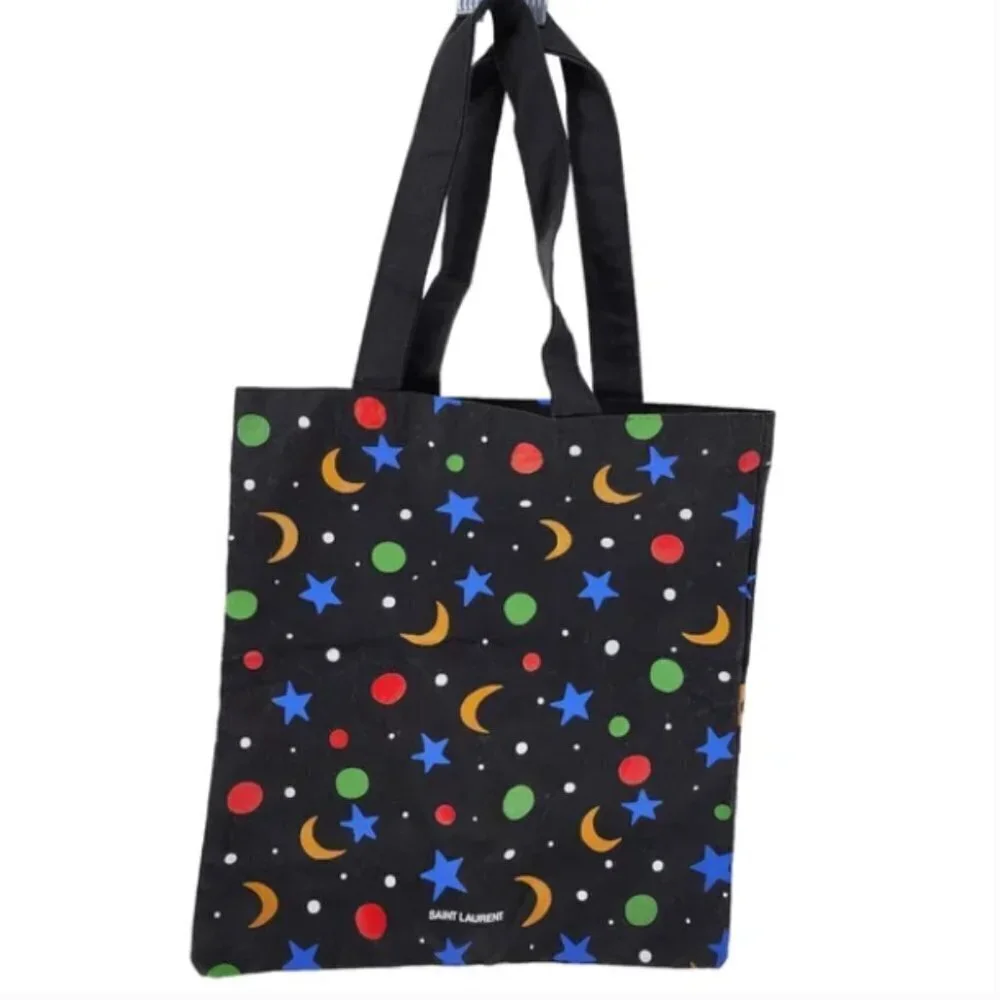 Saint Laurent Women's 100% Cotton Moon Crescent Tote Bag Made in Italy